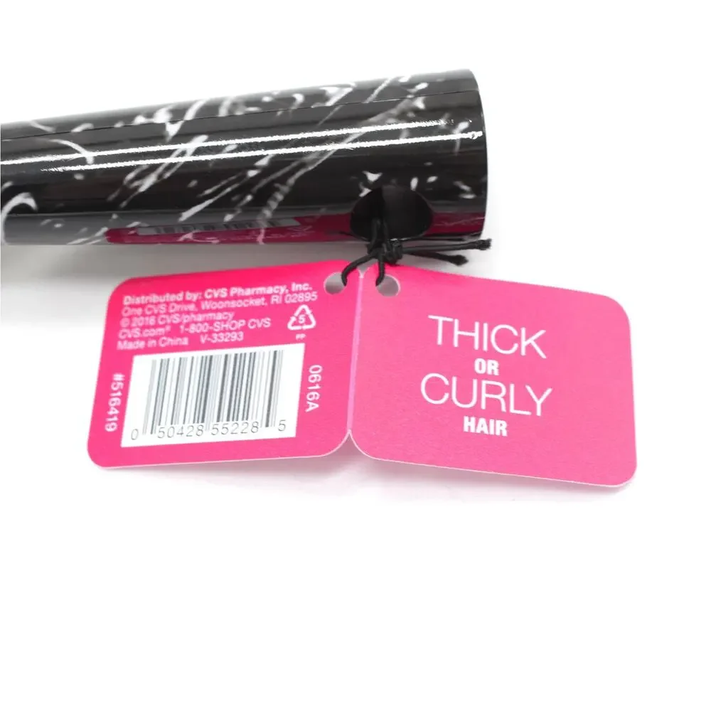 CVS Volume & Define Round Barrel Hair Brush Heat Styling Tool Black Marble New!